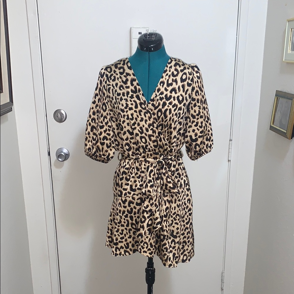 William B Leopard Print Wrap Dress
